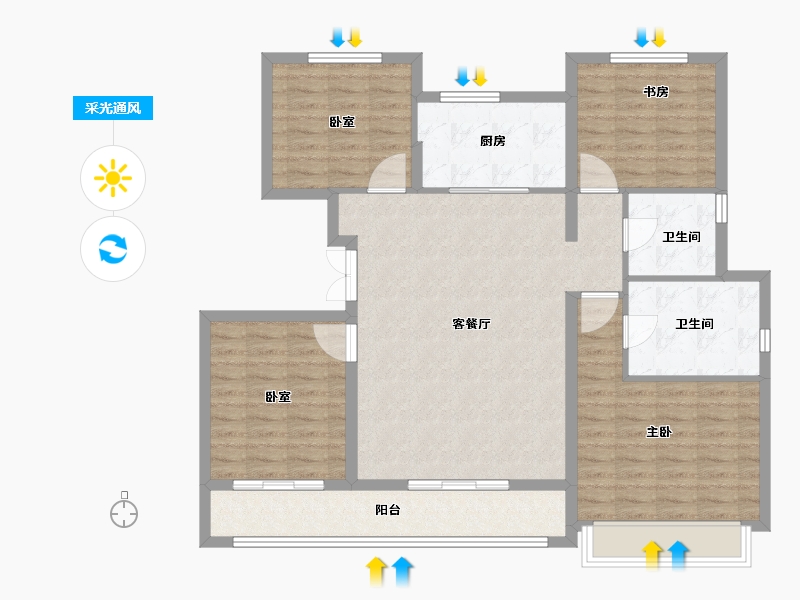 山东省-东营市-富力盛悦府-114.03-户型库-采光通风