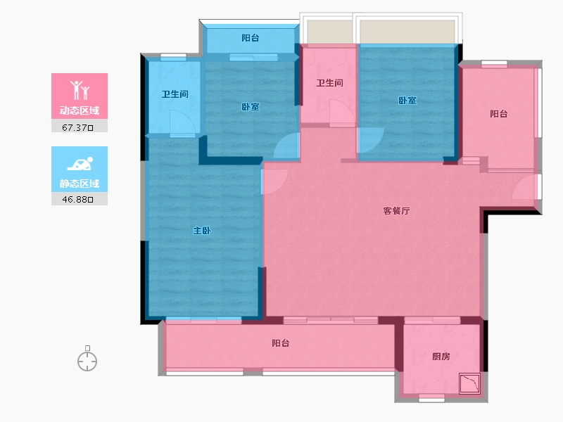 广东省-惠州市-鑫月广场天钻-103.02-户型库-动静分区