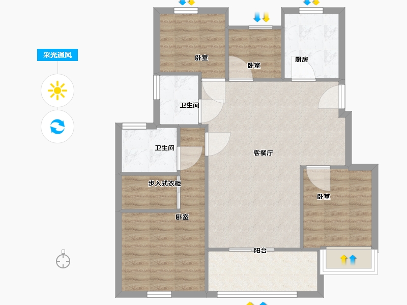 江苏省-苏州市-悦岚山花园-84.00-户型库-采光通风