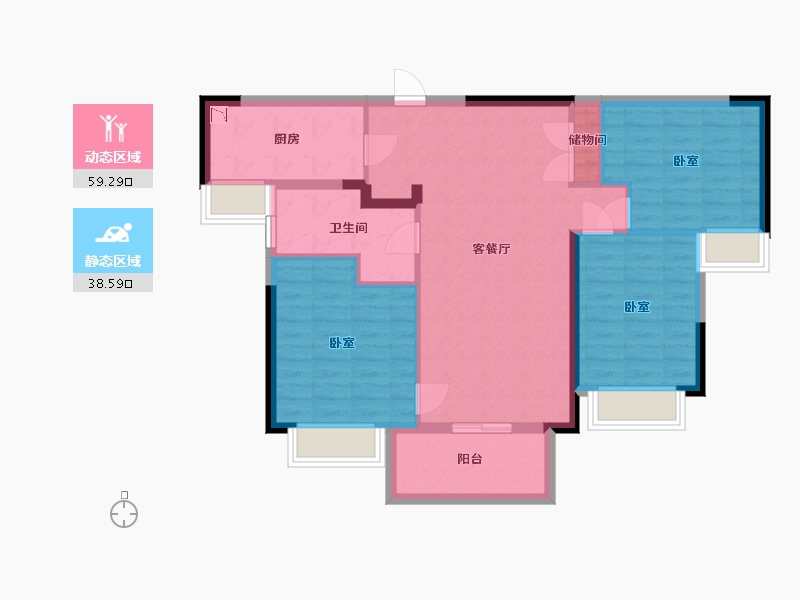 湖北省-武汉市-仁恒公园世纪-88.00-户型库-动静分区