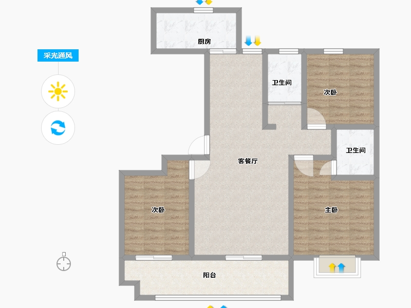 山东省-临沂市-科技公馆-105.01-户型库-采光通风