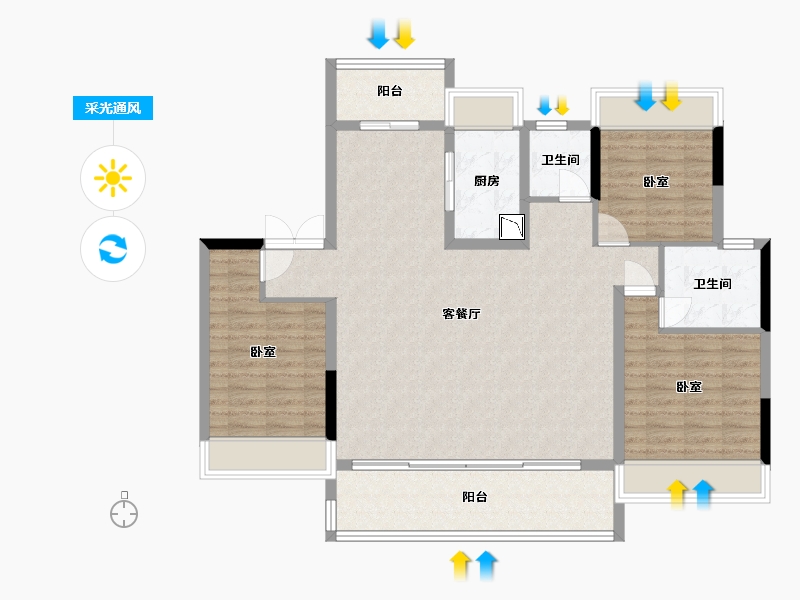 湖北省-十堰市-大家十里桃源-113.00-户型库-采光通风