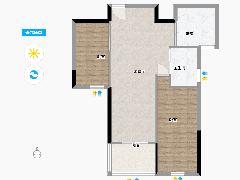 江苏省-苏州市-逸品阁繁华里-74.00-户型库-采光通风