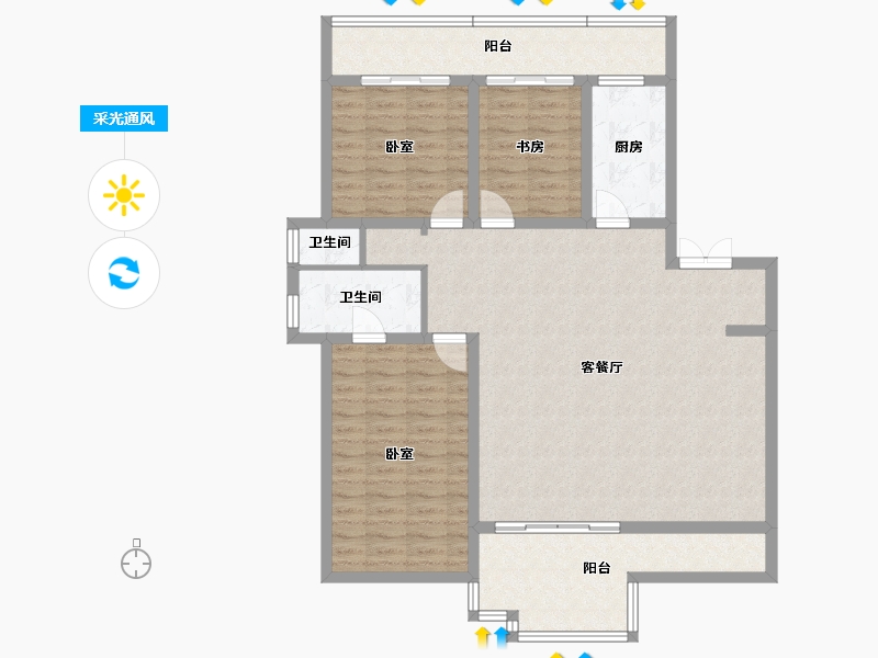 河南省-开封市-东润银基望京-120.62-户型库-采光通风