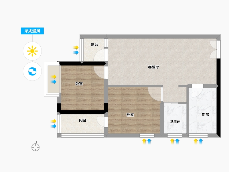 湖北省-孝感市-佳磐瑞府-55.18-户型库-采光通风