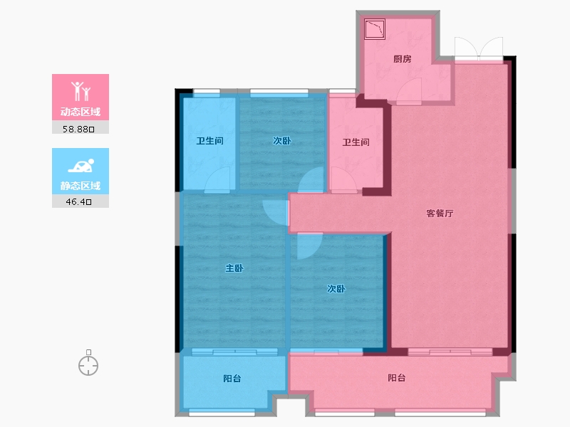 湖南省-湘潭市-湾田九华湖壹号-95.13-户型库-动静分区