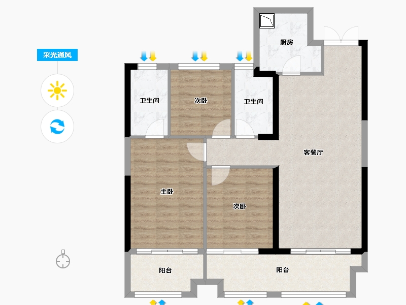 湖南省-湘潭市-湾田九华湖壹号-95.13-户型库-采光通风