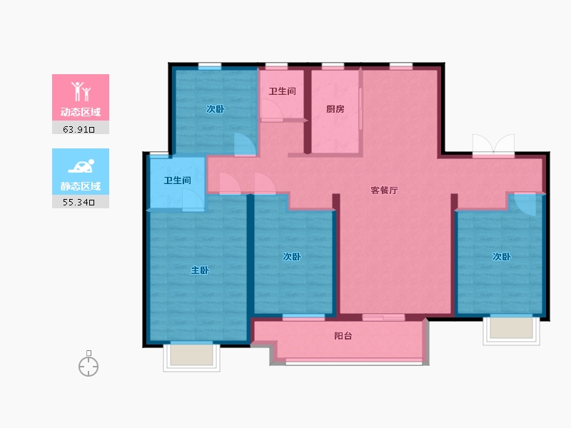 山东省-临沂市-儒辰璟宸府-107.00-户型库-动静分区