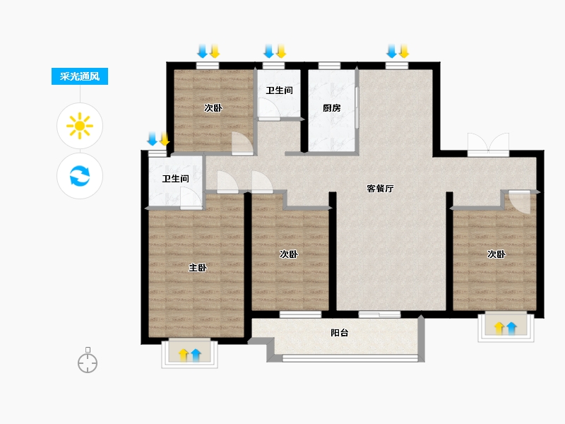 山东省-临沂市-儒辰璟宸府-107.00-户型库-采光通风