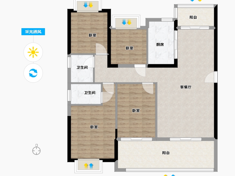 湖南省-岳阳市-中景世家-112.00-户型库-采光通风