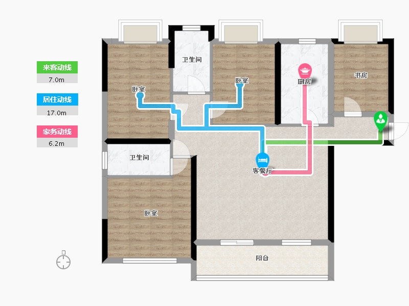 湖南省-株洲市-青龙湾中央学府-106.83-户型库-动静线