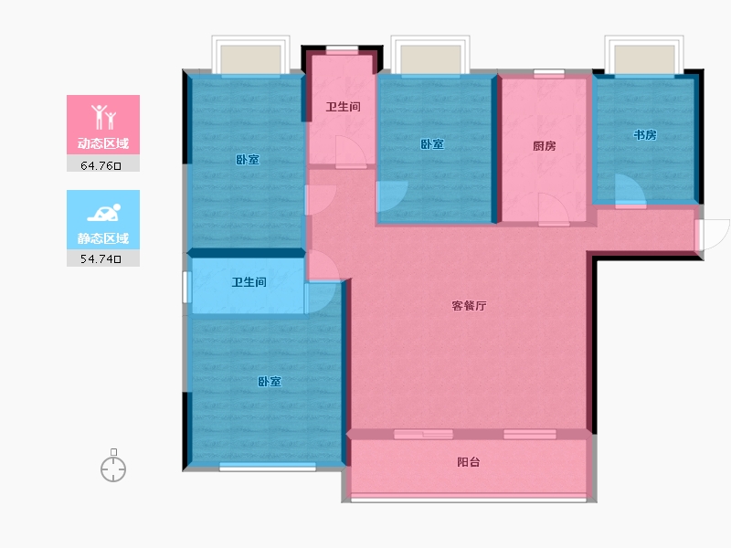 湖南省-株洲市-青龙湾中央学府-106.83-户型库-动静分区