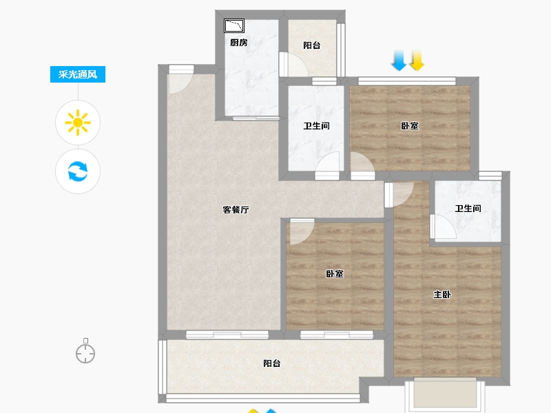 福建省-厦门市-保利住宅第5湾-75.99-户型库-采光通风