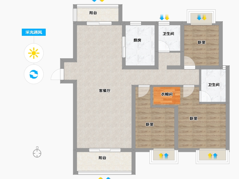 湖北省-孝感市-安陆水岸华府-93.46-户型库-采光通风