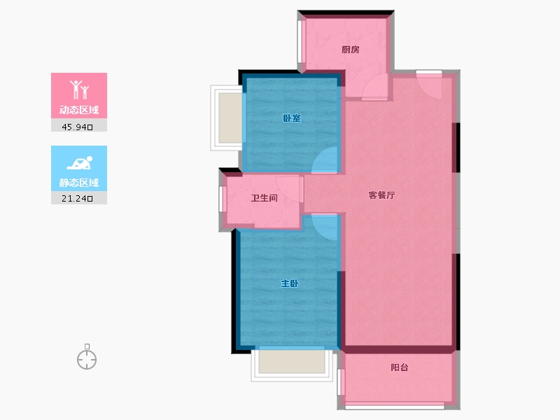 广东省-惠州市-惠阳雅居乐花园-59.33-户型库-动静分区