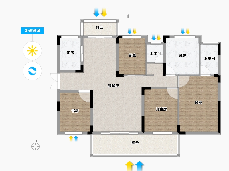 湖南省-长沙市-润和·谷山郡-140.10-户型库-采光通风