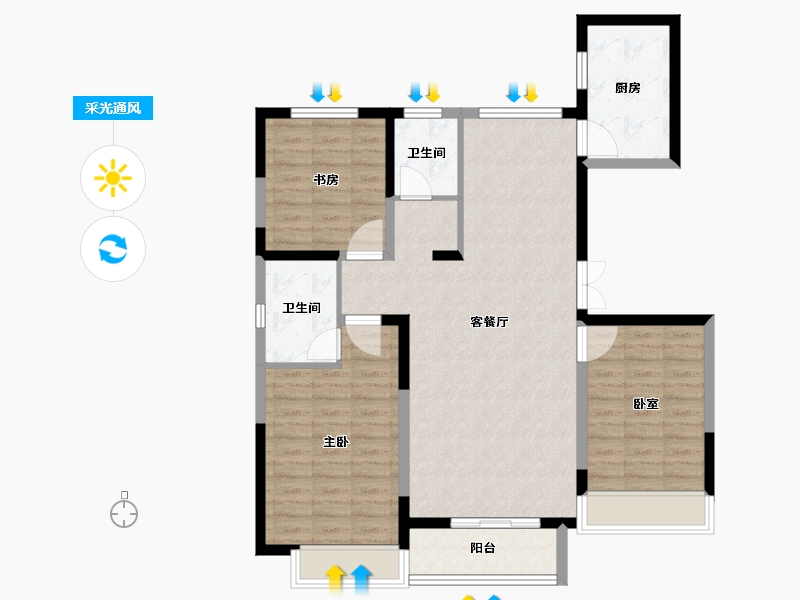 山东省-东营市-鑫都香山悦-101.08-户型库-采光通风