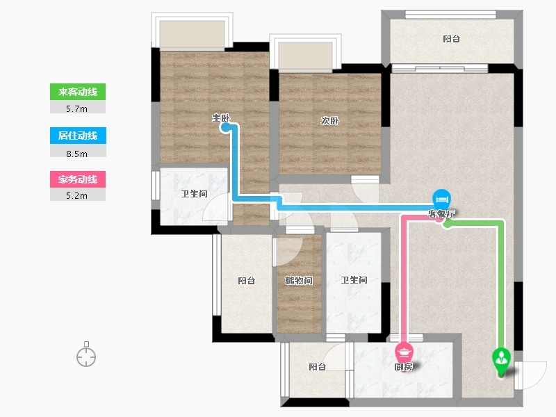 重庆-重庆市-绿地海棠湾-79.02-户型库-动静线