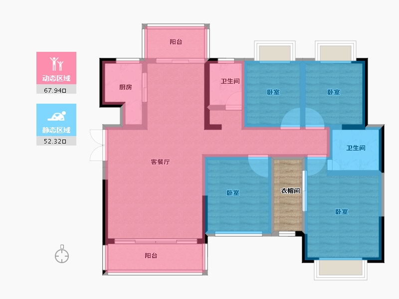 湖南省-长沙市-湘江东苑-111.76-户型库-动静分区