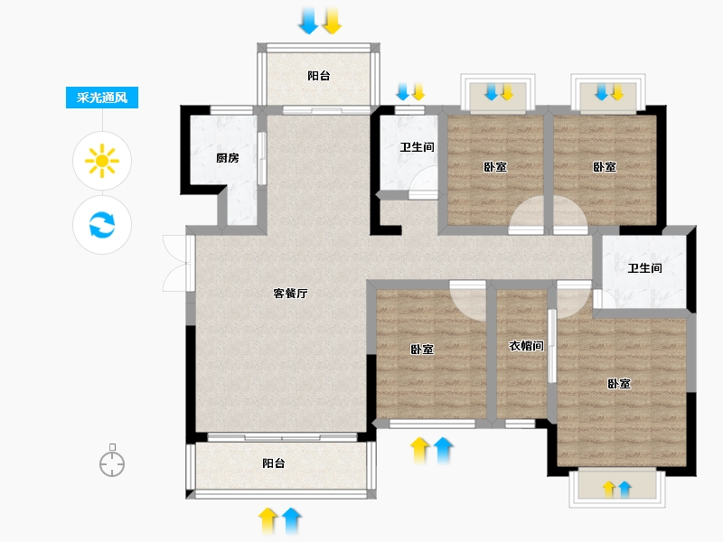 湖南省-长沙市-湘江东苑-111.76-户型库-采光通风