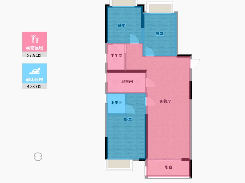 湖北省-武汉市-阳光100凤凰街-84.49-户型库-动静分区