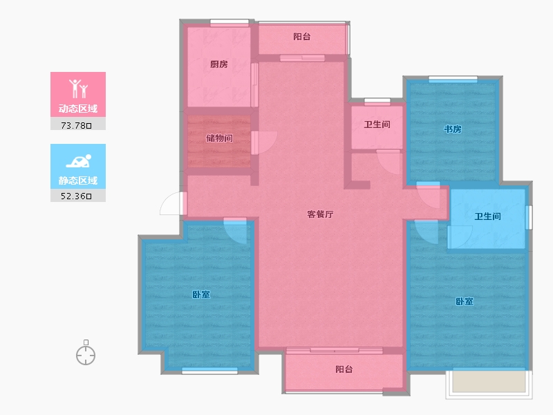 河南省-许昌市-建业北海森林半岛-113.09-户型库-动静分区