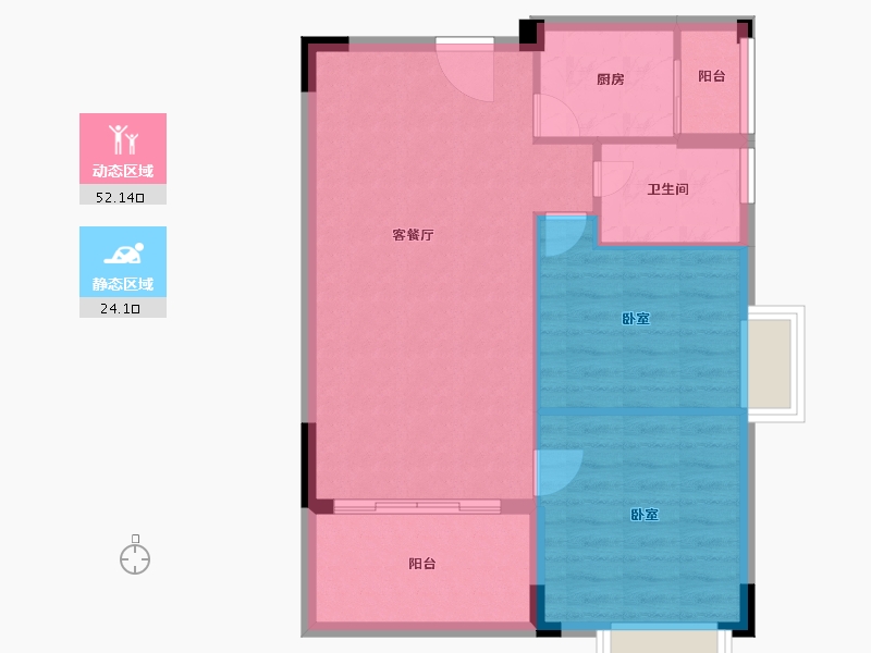 湖北省-荆州市-合汇·公园天下-69.51-户型库-动静分区