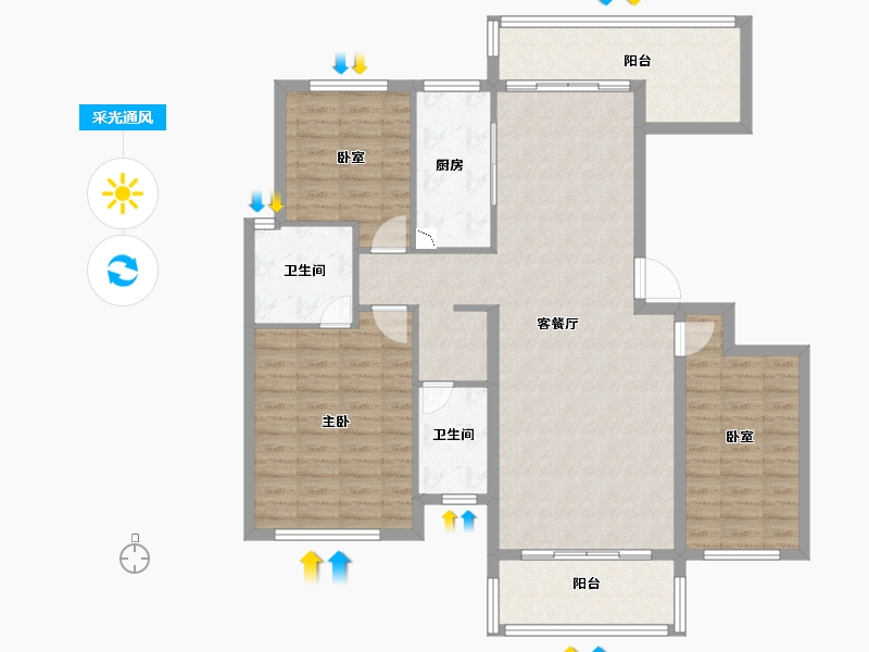 广西壮族自治区-贺州市-绿城·上海公馆-111.53-户型库-采光通风