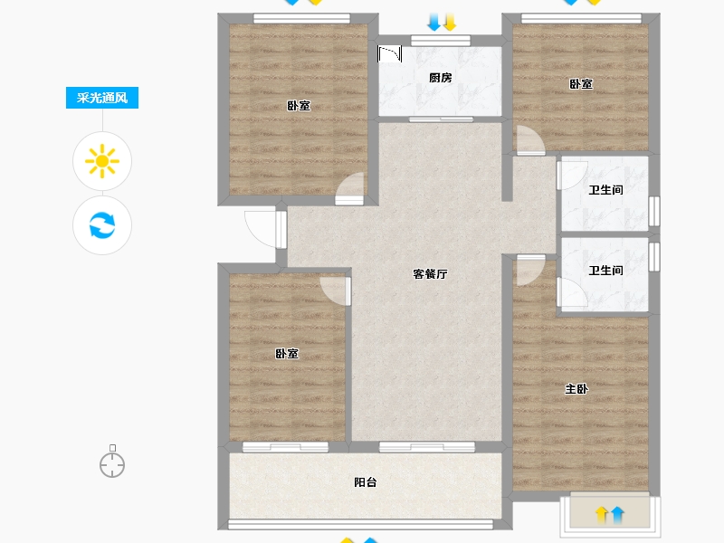 福建省-厦门市-保利住宅第5湾-102.00-户型库-采光通风