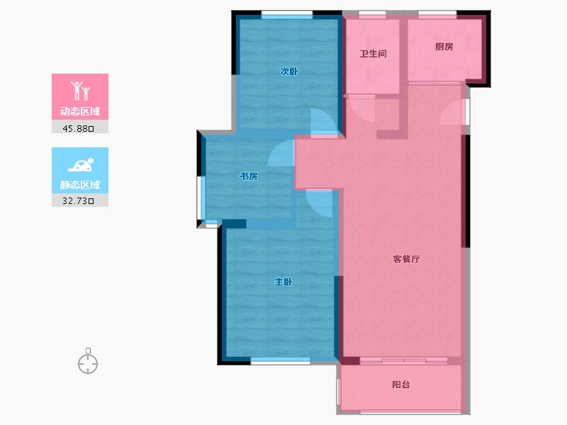 安徽省-蚌埠市-百大鼎元学府-69.85-户型库-动静分区