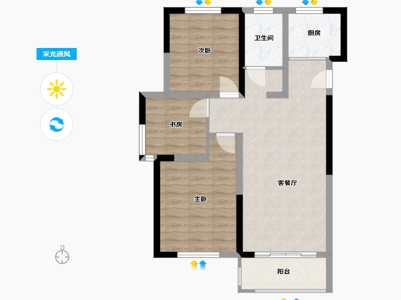 安徽省-蚌埠市-百大鼎元学府-69.85-户型库-采光通风