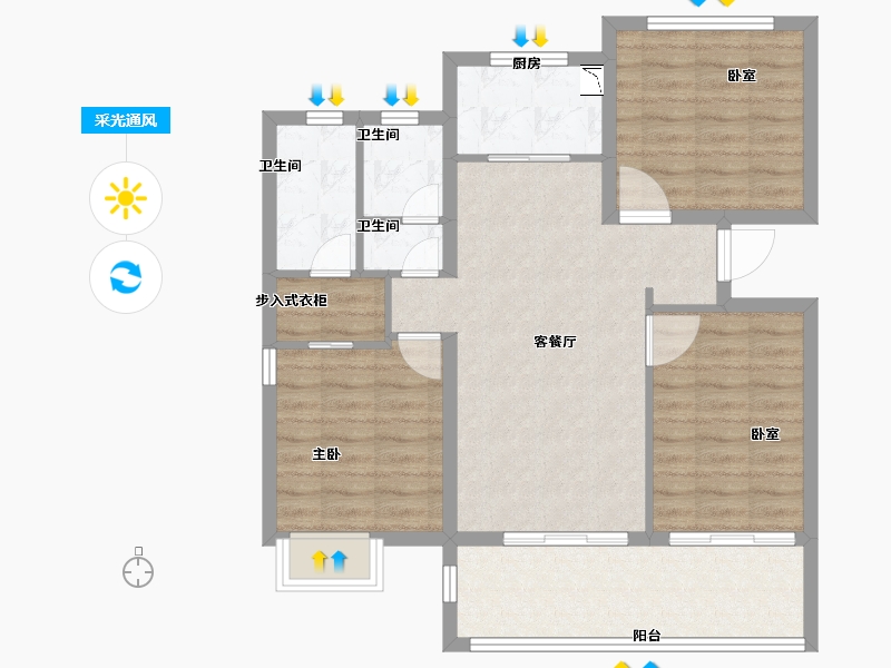 福建省-厦门市-保利住宅第5湾-84.00-户型库-采光通风