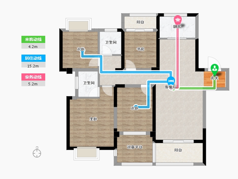 安徽省-宿州市-虹都府·文博苑-103.99-户型库-动静线