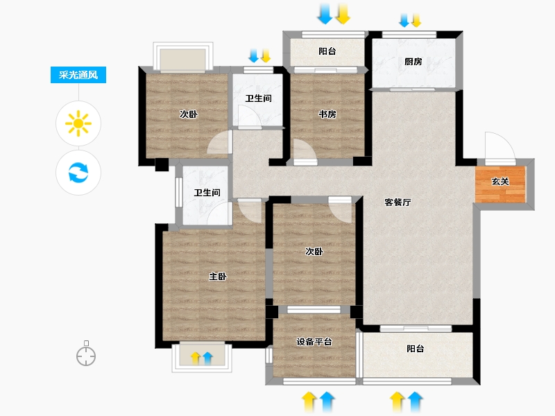 安徽省-宿州市-虹都府·文博苑-103.99-户型库-采光通风