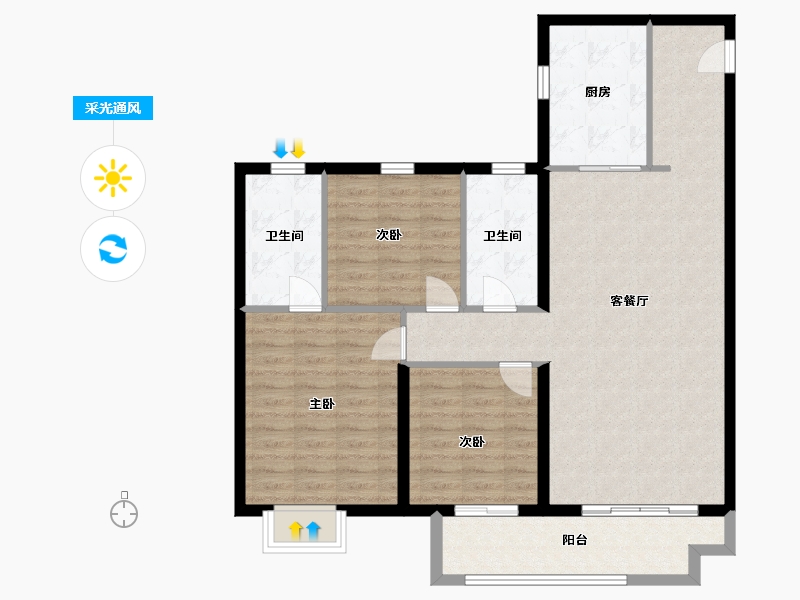 山东省-临沂市-儒辰璟宸府-102.00-户型库-采光通风