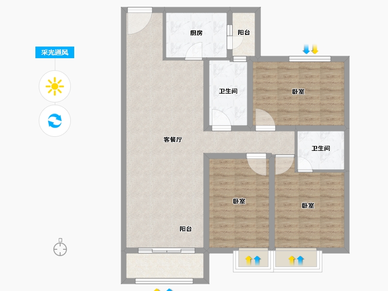 湖北省-黄石市-天行·御景庄园-93.42-户型库-采光通风