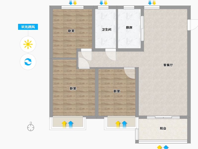 河南省-许昌市-中梁昱龙首府-86.00-户型库-采光通风