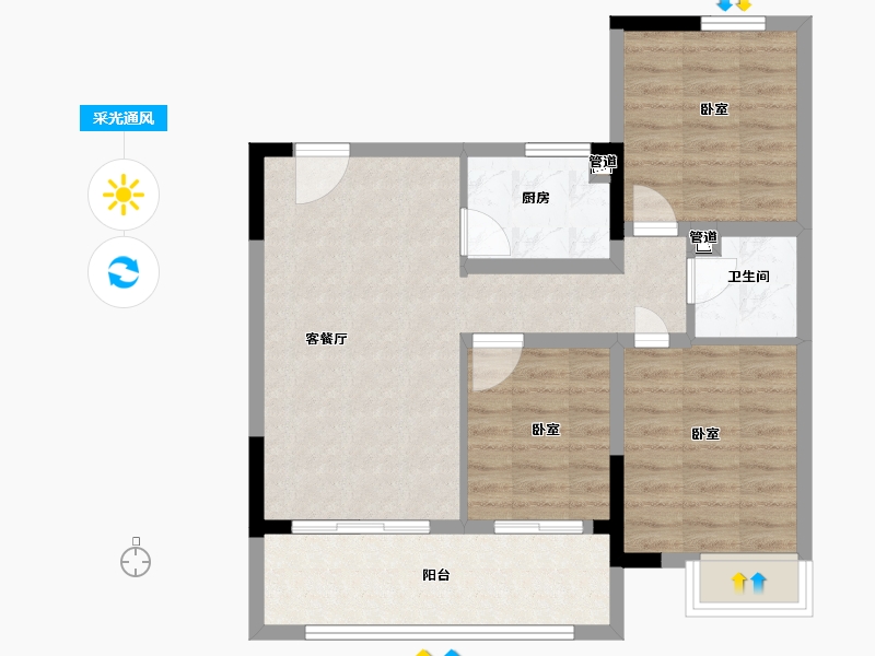 河南省-郑州市-新田城海豚湾-71.09-户型库-采光通风