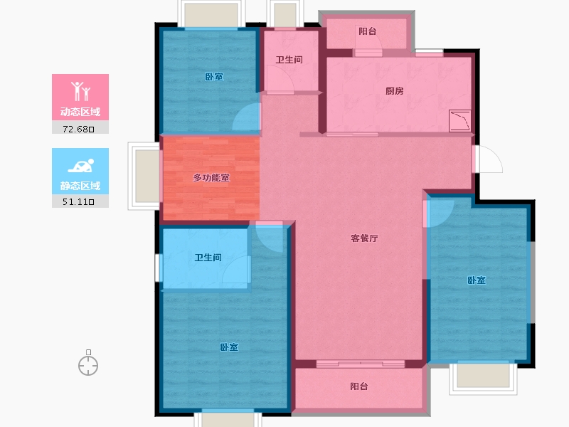 湖北省-武汉市-方岛金茂智慧科学城-111.00-户型库-动静分区