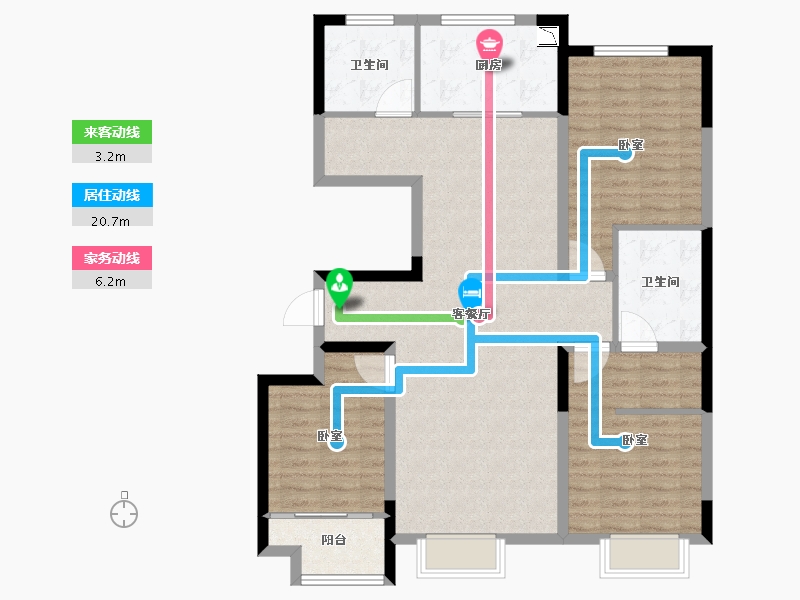 山东省-潍坊市-霞飞6号-106.00-户型库-动静线