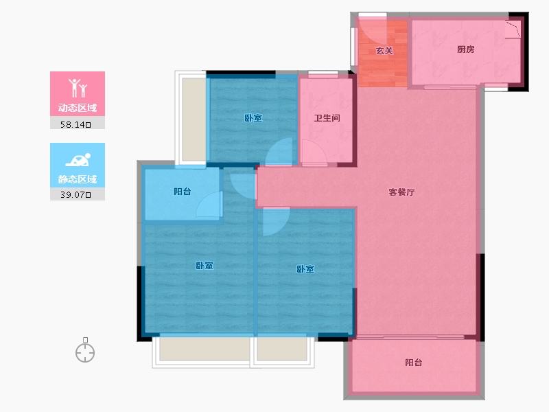 湖南省-衡阳市-珠江愉景豪庭-88.58-户型库-动静分区