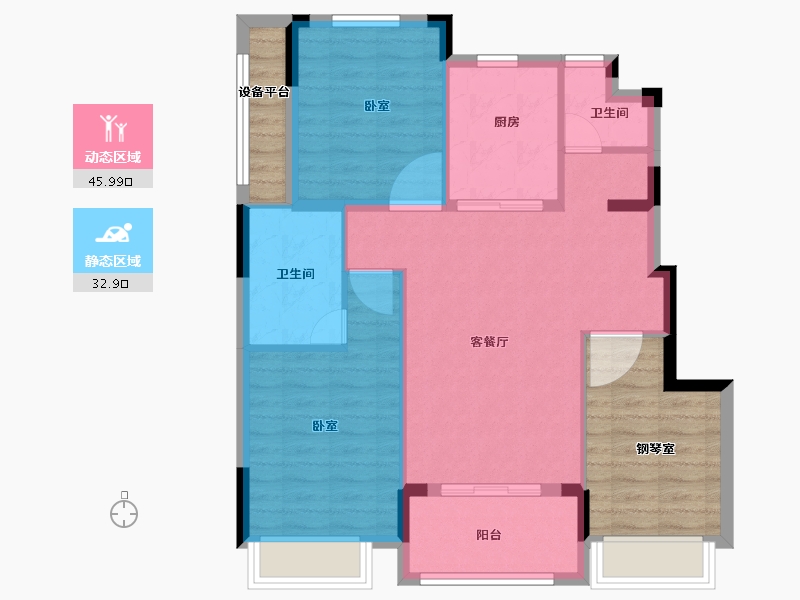 浙江省-绍兴市-阳光城檀悦-84.00-户型库-动静分区