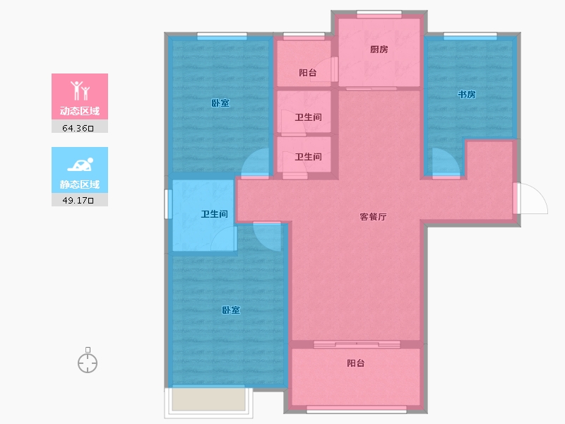 山东省-东营市-水岸华庭-101.52-户型库-动静分区