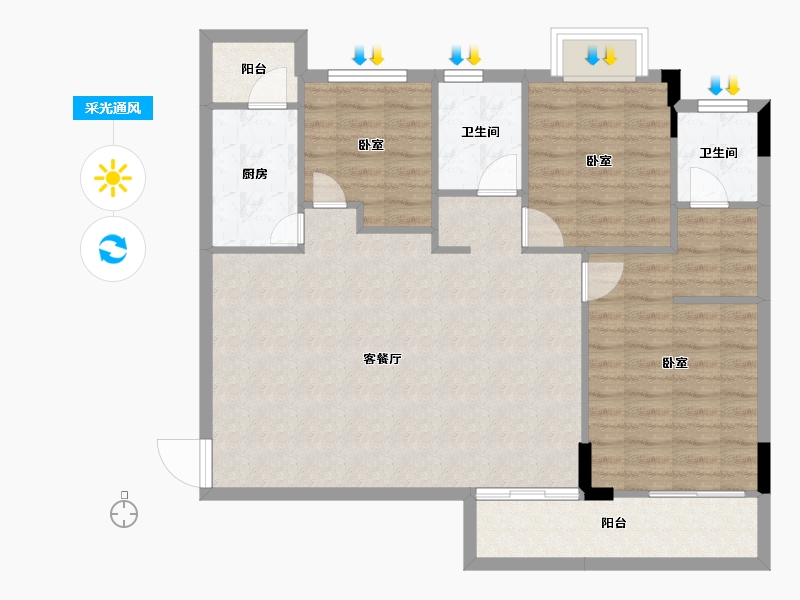 湖北省-荆州市-合汇·公园天下-94.15-户型库-采光通风