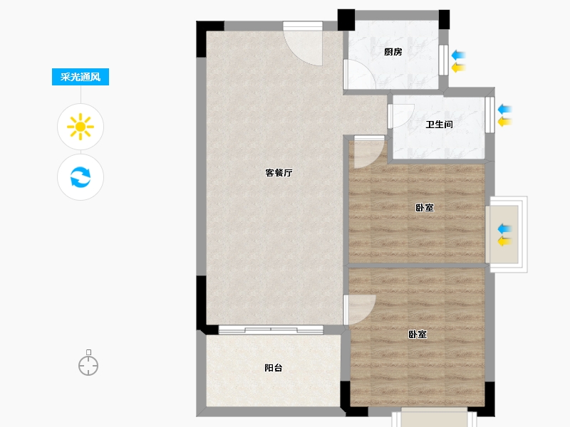 湖北省-荆州市-合汇·公园天下-67.35-户型库-采光通风