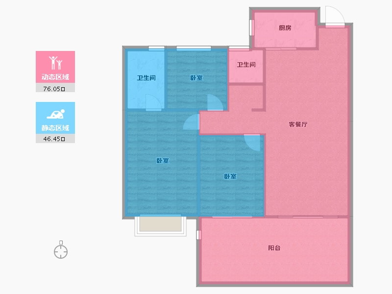 湖南省-常德市-澧浦豪苑-113.42-户型库-动静分区