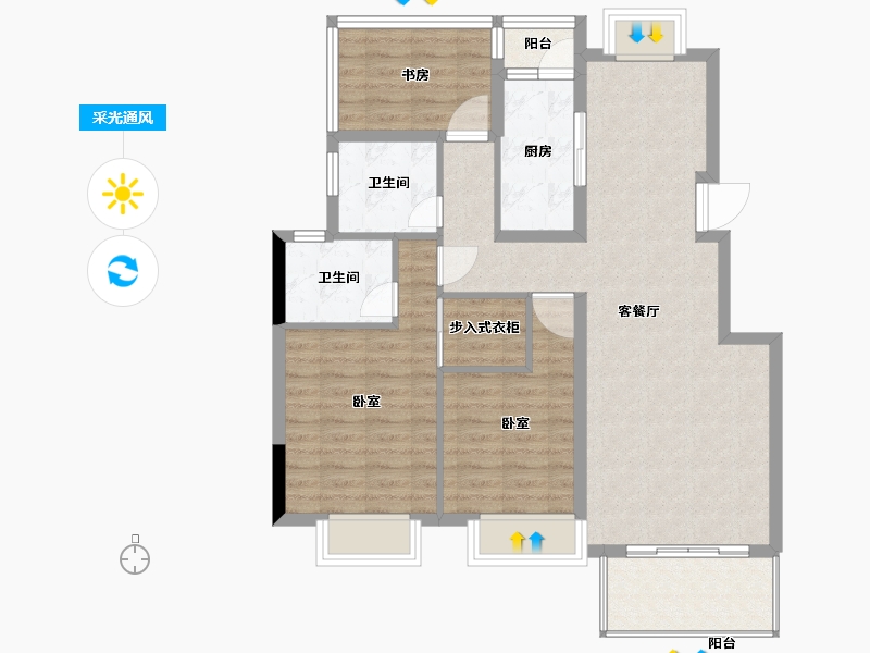 湖北省-宜昌市-花径·美邻-91.99-户型库-采光通风