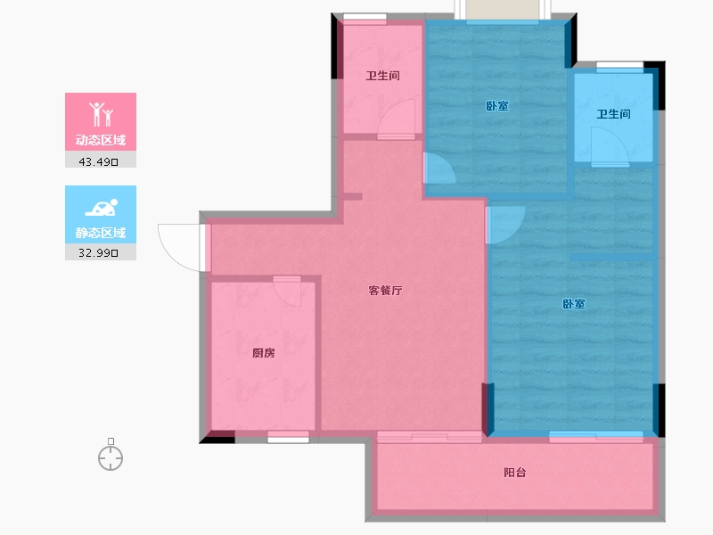 湖北省-荆州市-合汇·公园天下-69.12-户型库-动静分区