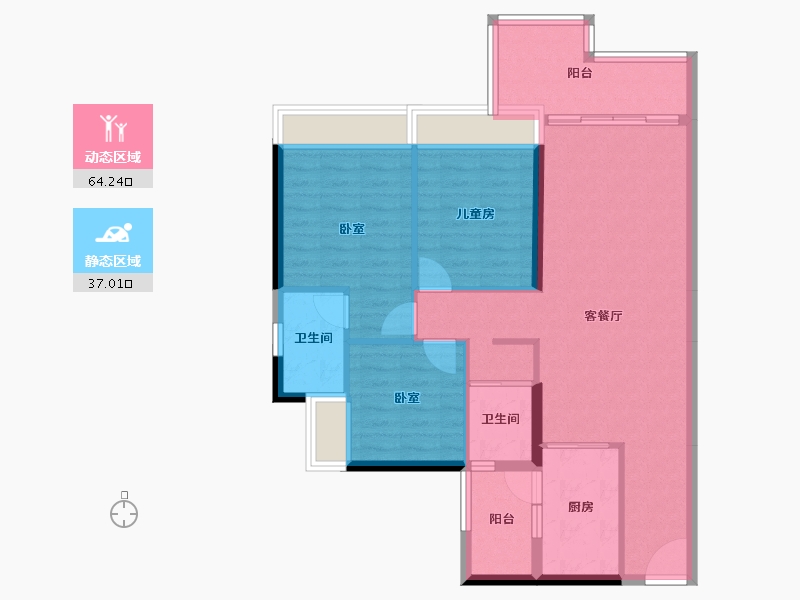 广东省-广州市-碧桂园状元府-91.15-户型库-动静分区