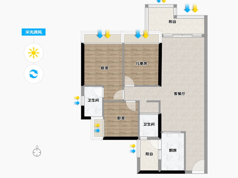 广东省-广州市-碧桂园状元府-91.15-户型库-采光通风